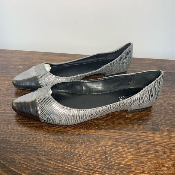 Nine West Women's Snakeskin Cap Toe Slip-On Ballet Flat Shoes Gray Size 7.5 - Picture 4 of 8